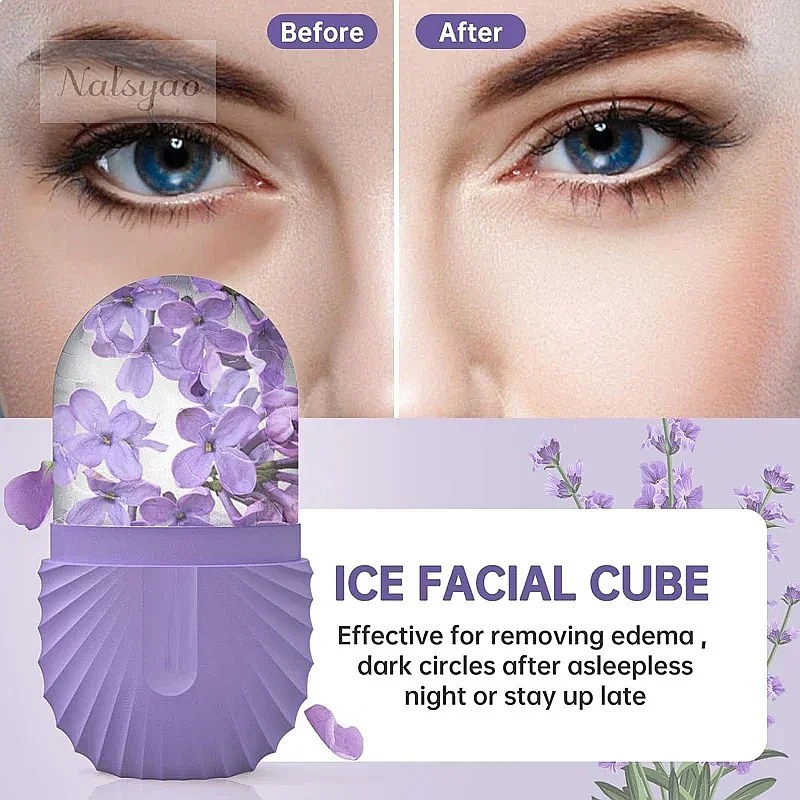 Face Ice Roller Puffiness - Rouleau de massage facial en silicone,